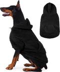IDOMIK Fuzzy Dog Sweater with Adjustable Hood, Warm Fleece Dog Sweater Hoodie with Harness Hole & Pocket, Pullover Sweaters for Large Dogs, Fuzzy Hooded Sweatshirt for Fall Winter Christmas,Black,2XL