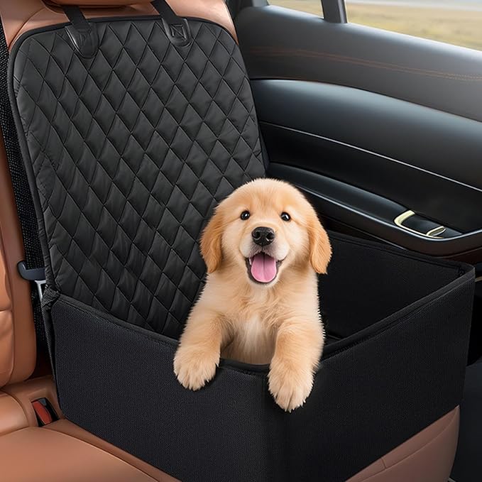 Pet Car Booster Seat - XXL Waterproof Cushion, Vehicle Seat Protector, Portable Pet Carrier | Travel Safety Bed for Backseat