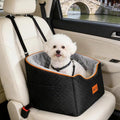MCY Dog Car Seat for Small Dogs, Elevated Pet Car Seat, Travel Safety Pet Seat for Dogs up to 35 lbs, Memory Foam Booster Dog Seat with Washable Removable Cover, Storage Pockets, Black (Black-Gray)