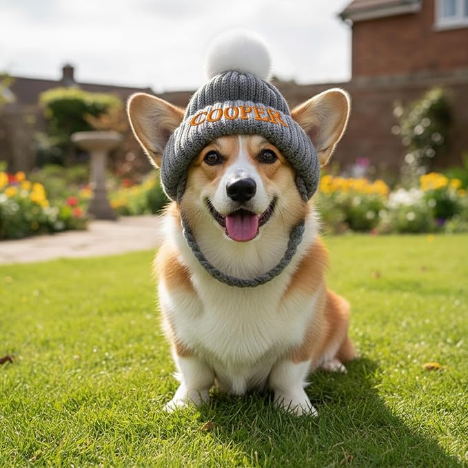 Custom Dog Beanie with Embroidered Name, Personalized Dog Santa Hat for Dog & Cat, Pet Winter Hat for Small Medium Large Dogs Cats