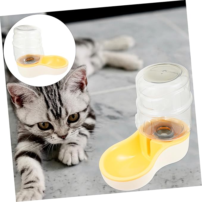 SUPVOX 1pc Automatic Pet Water Feeder for Dogs and Cats Cream Yellow Drinking Bowl Deepened Trough Easy to Suitable for Pets Water Dispenser