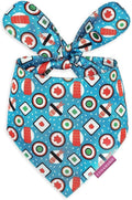 LunaMarie - Luxury Pet Birthday Bandanas -Premium & Silky Poly Fabric | 100% Handmade | Custom Shape Dual Layered (Sushi, Small)