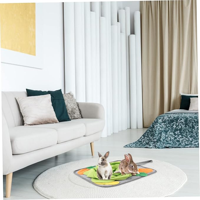Toyvian Rabbit Foraging Mat Random Pattern Design Slow Feed Snuffle Mat for Rabbits Reduces Anxiety and Encourages Play Bunny Toy for Small Pets