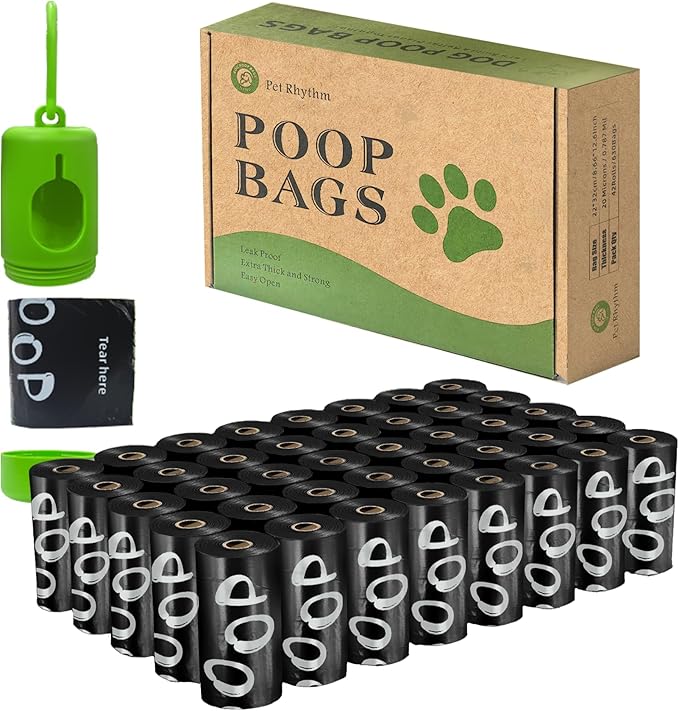 Dog Poop Bags Rolls with Dispenser - Scented & Leak-Proof Dog Waste Bags in Green/Black, 13x9 Inch Extra Large Poop Bags for Dogs, 120/360/630 Counts
