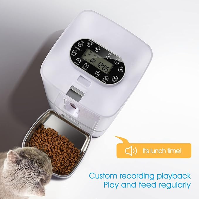 7L Automatic Dog Cat Feeder, Timed Dog Cat Feeder, Automatic Food Dispenser for Dogs Cats, Auto Dog Cat Dry Food Dispenser with Voice Record