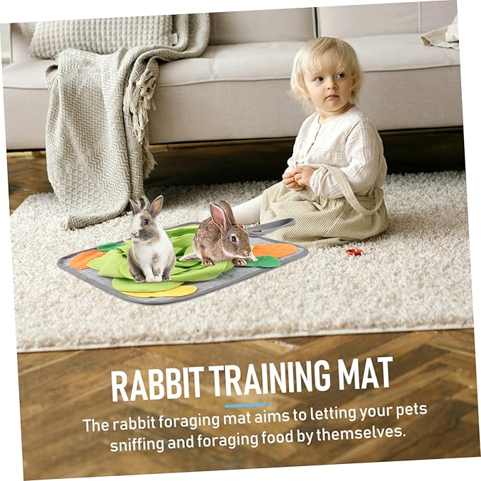 ibasenice Rabbit Foraging Mat Small Animal Snuffle Mat for Bunnies Interactive Nose Work Feeding Machine Washable and to Stimulate Foraging Instinct and Anxiety