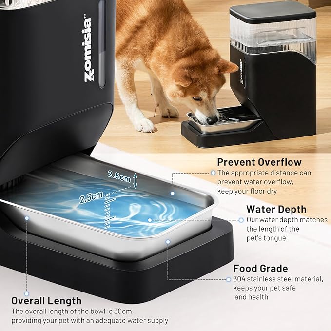 8L Dog Water Bowl Dispenser & Maifan Stone Filter Replacement 3Pcs