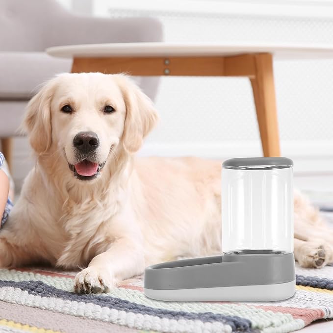 Healifty Automatic Pet Feeder and Water Dispenser Gravity Bowls, Elegant Gray Food and Water Station for Small to Large Dogs and Cats, Outdoor Compatible Feeding Supplies
