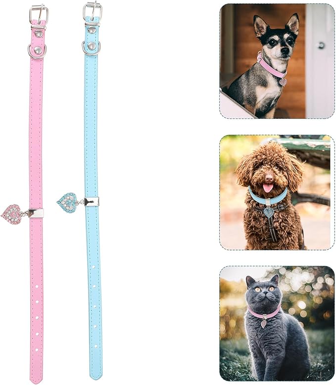 jojofuny 2pcs Adjustable Dog Collar with Buckle Blue and Pink Medium Size 1.3-35cm Pet Neck Decoration Dog Neck Ornament