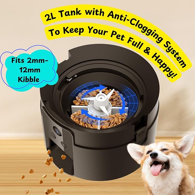 PeekABowl Smart Pet Feeder - Automatic & Interactive Feeder - Live Camera, 2-Way Audio, Feeding App, 2L Capacity - Cat & Dog