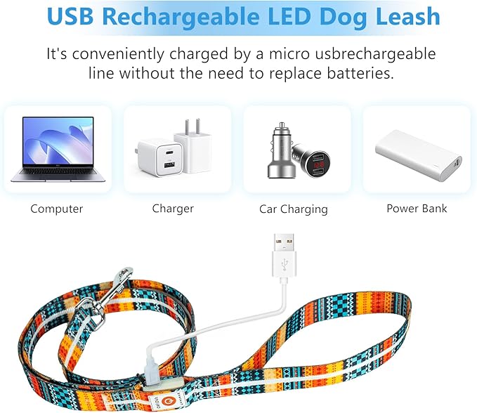Light Up Dog Collar+LED Dog Leash,Rechargeable Waterproof LED Dog Collar Set,1.5m,3 Lighting Modes for Medium Large Dogs Walking at Night(1.5m Leash+10-25in Collar Can be Crop)