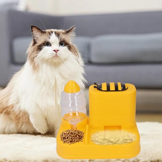 2 in 1 Automatic Pet Feeder and Water Dispenser, Pet Food Bowl, Gravity Food Feeder and Waterer, Large Capacity Dry Wet Separation Dog Cat Food and Water Dispenser Set