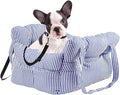 Small Dog Car Seat Up to 15lbs - Pet Travel Bed Booster with Storage, Safety Tether, Anti-Slip Bottom for Cars(Blue)