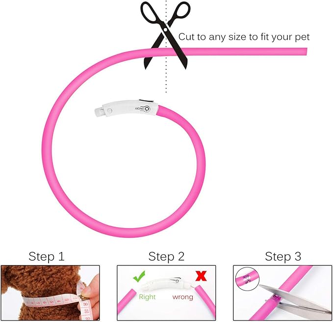 LED Dog Collar,USB Rechargeable Glowing Dog Collars, Light Up Collar Improved Pet Safety &Visibility at Night, 3 Flashing Modes,Water-Resistant LED Lighted Fits for Small Medium Large Dogs