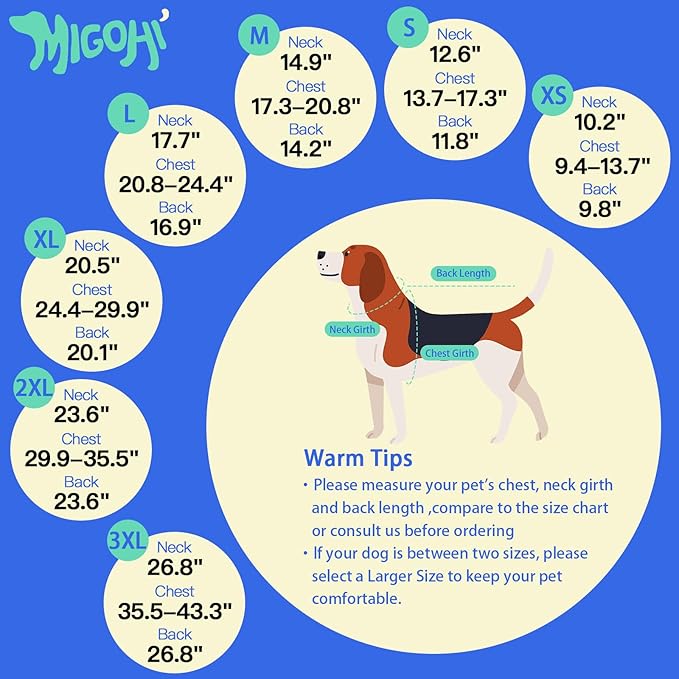 MIGOHI Comfortable Large Dog Coat - Waterproof Dog Coat with Reflective Strips,Windproof XXL Dogs Jacket with Warm Turtleneck, Snow Coats for Large Dogs,Labrador Golden Retriever,2XL,ArmyGreen
