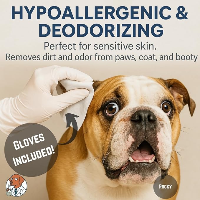 Unscented Pet Wipes for Dogs & Cats, 4×110 (440 Total) + 4 Bonus Gloves – Soothes Itchy, Dry Skin – Extra-Gentle Grooming Wipes for Paws, Ears, Eyes & Sensitive Areas – Hypoallergenic & Alcohol-Free