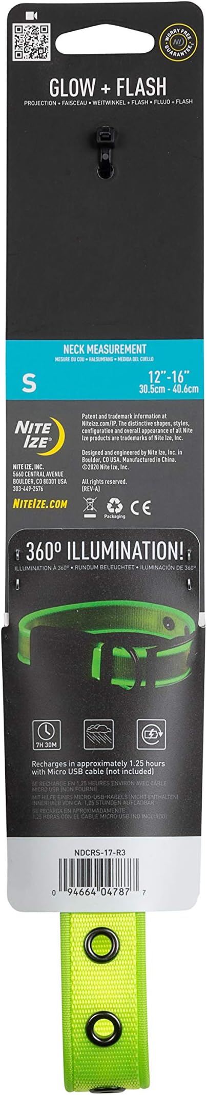 Nite Ize NiteDog Rechargeable LED Collar - Light Up Dog Collar with Durable Metal Buckle - Water-Resistant & Rechargeable Collar - Dog Supplies for Night Activities - Small, Lime