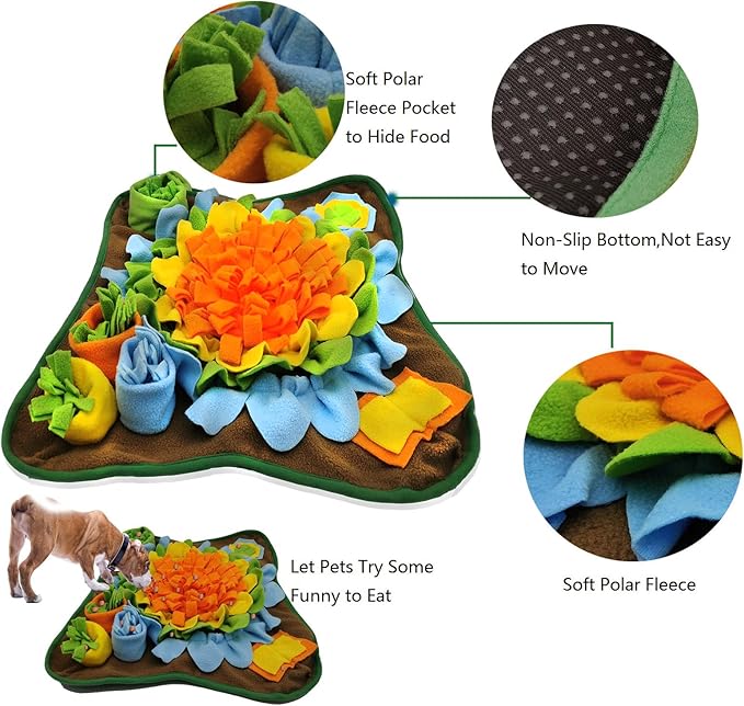 Dogs Snuffle Mat Pet Feeding Mats Puppy Sniffing Pad ,Cat Doggies Interactive Puzzle Toys for Multiple Breeds Encourages Natural Foraging Skills,Training and Stress Release (Orange)