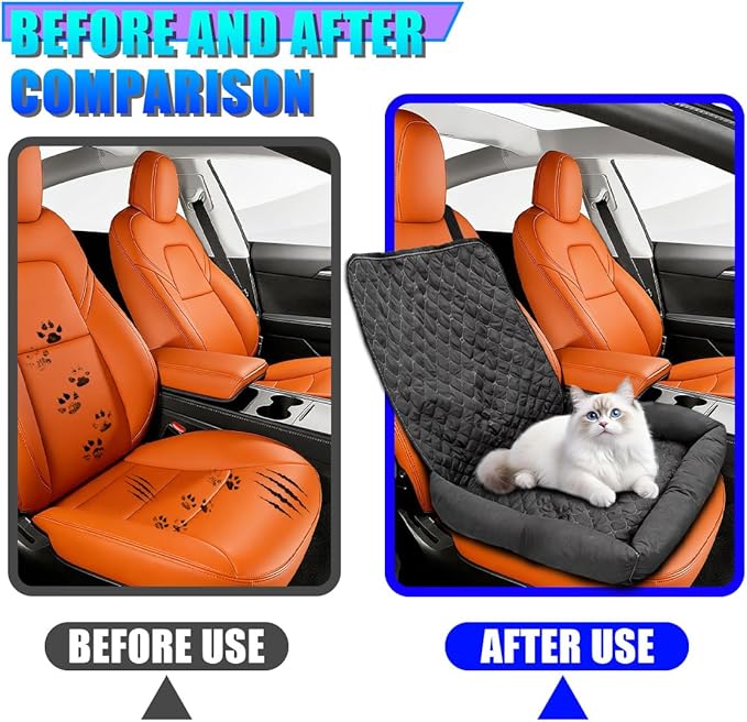 Dog Car Seat, Waterproof Pet Auto Safety Front Seat Cushion, Soft Multifunctional Puppy Car Seats Cover, Universal Washable Vehicle Travel Accessories for Small to Medium Dogs (Gray)