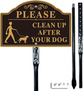 Please Clean Up After Your Dog Sign with 36-inch Metal Stakes, 12”x8” No Pooping Dog Signs for Yard, Aluminum,Rust-Free, 1Pack