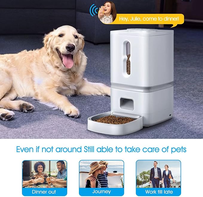 7L Automatic Dog Cat Feeder, Timed Dog Cat Feeder, Automatic Food Dispenser for Dogs Cats, Auto Dog Cat Dry Food Dispenser with Voice Record