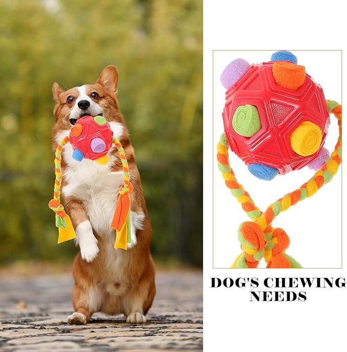 Hemoton Interactive Snuffle Dog Treat Ball Puzzle for Mental Stimulation Slow Feeder Pet Foraging Enrichment for Puppies and Adult Dogs