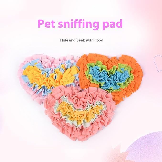 Heart-Shaped Rose Snuffle Mat for Dogs and Cats, Washable Pet Nose Work Mat, Interactive Feeding Mat to Relieve Boredom and Stress (V7)