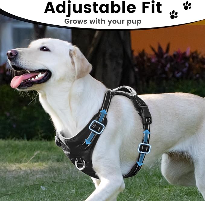 No Pull Dog Harness, Reflective Puppy Vest for Small Medium Large Sized Dog(Black,L)