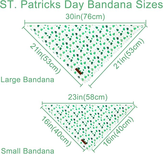 St. Patrick's Dog Bandana, Shamrock Triangle Bid Scarf for Medium Large Dogs, Cotton Kerchief for Girl Boy Puppies, Cute Spring Green Bandana