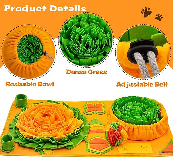 Large Snuffle Mat for Dogs Interactive Toys for Dogs Nose-Work Feeding Encourages Natural Foraging Skills
