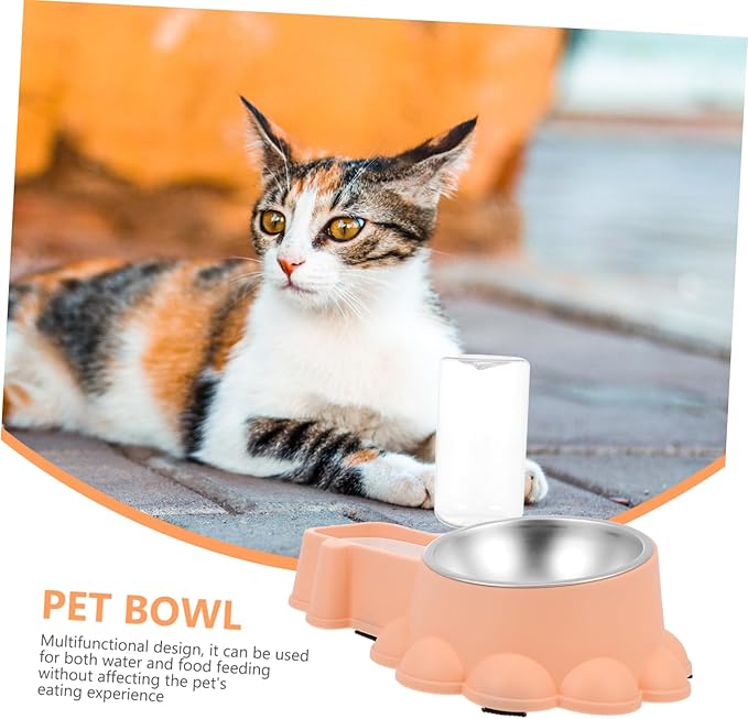 Kisangel Automatic Pet Water Dispenser Dog Food Bowl Feeding Station for Home Non Slip Design Unique Decorative Pet Feeder Suitable for Dogs and Cats
