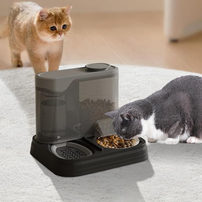 Portable Pet Feeding Station – Automatic Dog Feeder, Puppy Food and Water Bowl Dispenser | Travel Friendly Splash-Proof Container for Dogs, 2-in-1 Self Feeding System for Apartment or Vacation Homes