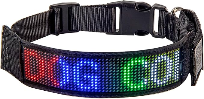 Leadleds Programmable LED Collar Flashing Light Up Rechargeable Pet Dog Safety Collar Glow in The Dark Light-up Neck Loop - Mixcolor LED