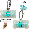 Dog Poop Pickup Bags Holder Dispenser with Standard-Sized Leak-Proof Scented Doggy Waste Bags and Carabiner with Safety Lock&Fastener Never Loose on Leash Lead Again (2 Holders 30 Bags, Clear)