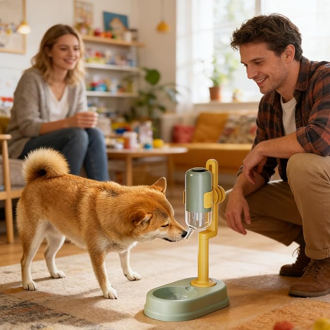 Genérico Automatic Pet Water Dispenser – Raised Drinker with Slow Dispenser | 750 ml of Water in Standing Pet Bowl with Adjustable Height | for Small Animals
