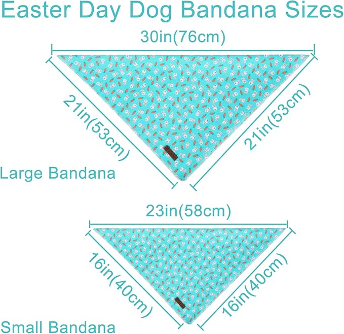 Easter Dog Bandana, Triangle Bid Scarf, Cotton, BlueRabbit, L, Easter, Rabbit, Unisex, Medium Large Dog