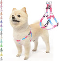 PUPTECK No Pull Dog Harness Soft Adjustable Basic Nylon Step in Puppy Vest Outdoor Walking with ID Tag, Striped Pink, S