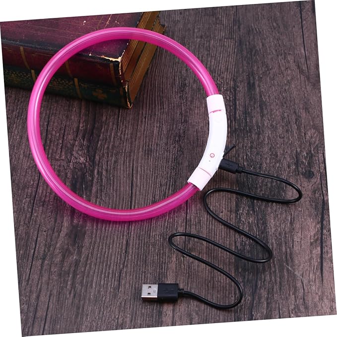 SUPVOX Reflective Led Dog Collar USB Rechargeable Light Settings Neon Pink for