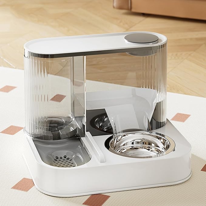 Elevated Pet Feeders with Removable Stainless Steel Bowl and Automatic Water Dispenser Cat Dogs