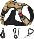 NESTROAD No Pull Dog Harness,Adjustable Oxford Dog Vest Harness with Leash,Reflective No-Choke Pet Harness with Easy Control Soft Handle for Large Dogs(X-Large,Light Brown)