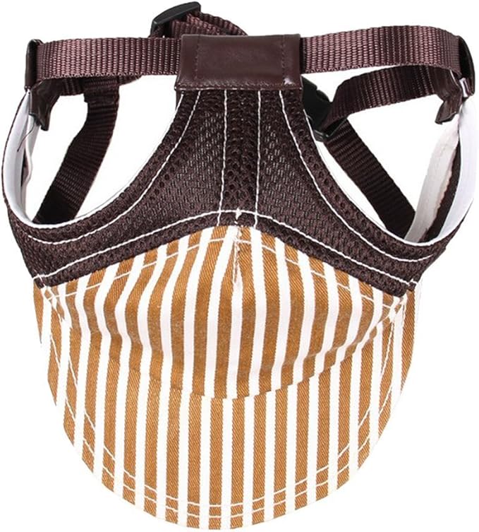 Fashionable Pet Dog Baseball Cap Outdoor Travel Hat - Summer Sun Protection Cap for Small Medium Large Dog (Small, Coffee Strip)