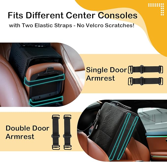 Console Dog Car Seat for Small Dogs Cats Up to 15lbs, Anti-Collapse Pet Armrest Booster Seat with Soft Pillow,Non-Slip Seat Rails Hooks & Safety Belt, Portable Car Accessories for Pets Travel