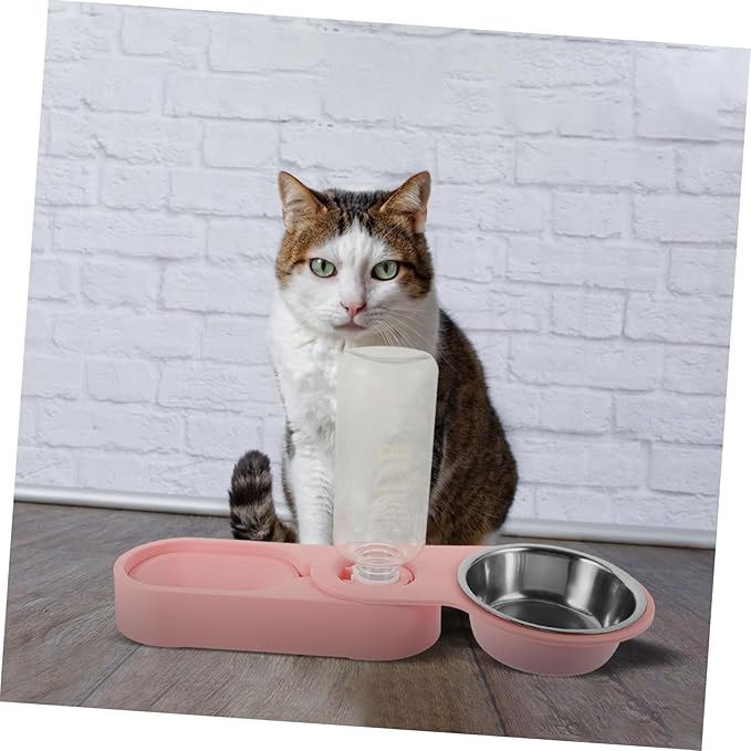 Kisangel Automatic Pet Water Dispenser with Dual Bowls Rotatable Corner Folding Feeder for Cats and Dogs Fresh Water Supply