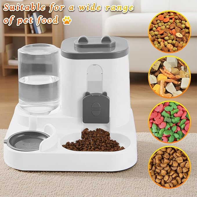 Auto Dog Feeder - 2-in-1 Automatic Food Dispenser for Cats and Dogs, Large Pet Bowl for Treats and Meals, Suitable for Kittens, Small Medium Dogs, Indoor Home Feeding, Convenient Pet Supplies