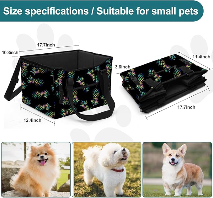 Skymoon Small Dog Car Seat for Small Dogs, Dog Booster Car Seat with Clip-On Safety Leash Adjustable Straps Storage Pockets Puppy Pet Car Seat for Small Dogs Cats (Pineapple)
