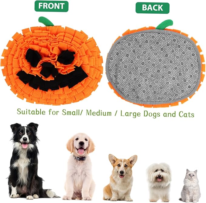 ibasenice Pumpkin Pet Snuffle Mat for Dogs Large Breed Sniffing Feeding Pad Interactive Training Cushion Bright Reduces Stress and Promotes Healthy Behavior