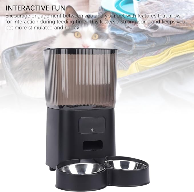 Automatic Cat Feeders,Timed Cat Dry Food Dispenser Cat Feeder Automatic Automatic Dog Feeder Stainless Steel Bowl Cat Feeder Automatic with Timer and Voice Recorder for Cats and