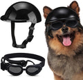 Frienda Dog Helmet and Goggles, UV Protection Doggy Sunglasses and 4 Inch Padded Puppy Motorcycle Helmet Adorable Dog Goggles with Adjustable Belt for Small Dogs Puppy Riding(Black,M)