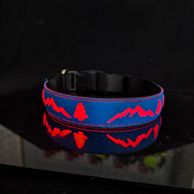 LED Dog Collar, 15 Light Modes, USB-C Rechargeable, Silicone Material, Adjustable Size, (Blue, S(7.87-11.8"))