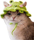 QWinee Cartoon Design Knit Cute Dog Cat Rabbit Hat Halloween Christmas Party Costume Head Wear Accessories for Puppy Cat Kitten Small Animals Green Pink
